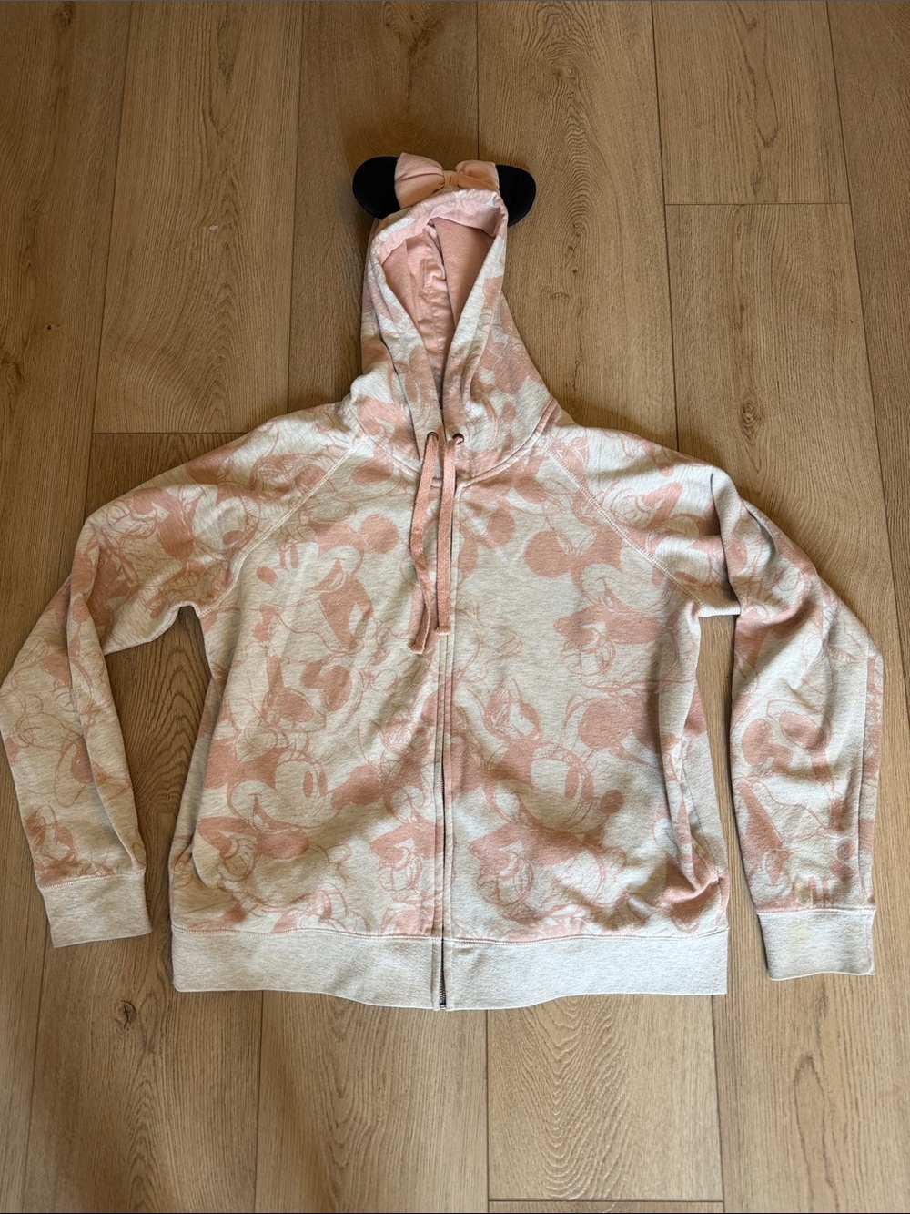 Disney Pink and Black Minnie Ear Zip-Up Hoodie